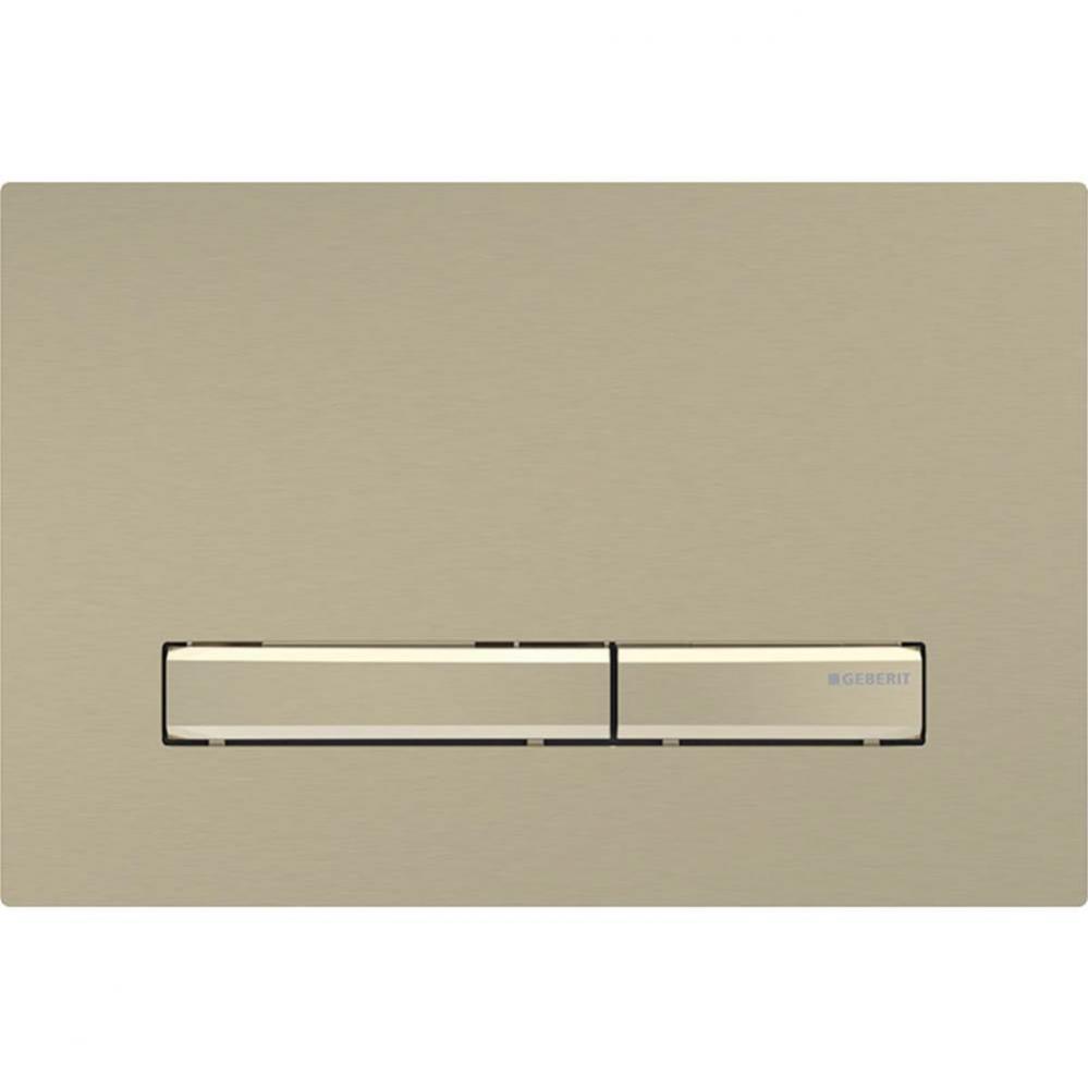 Geberit Sigma50 actuator plate for dual flush, square, metal colour brass-coloured: Base plate and