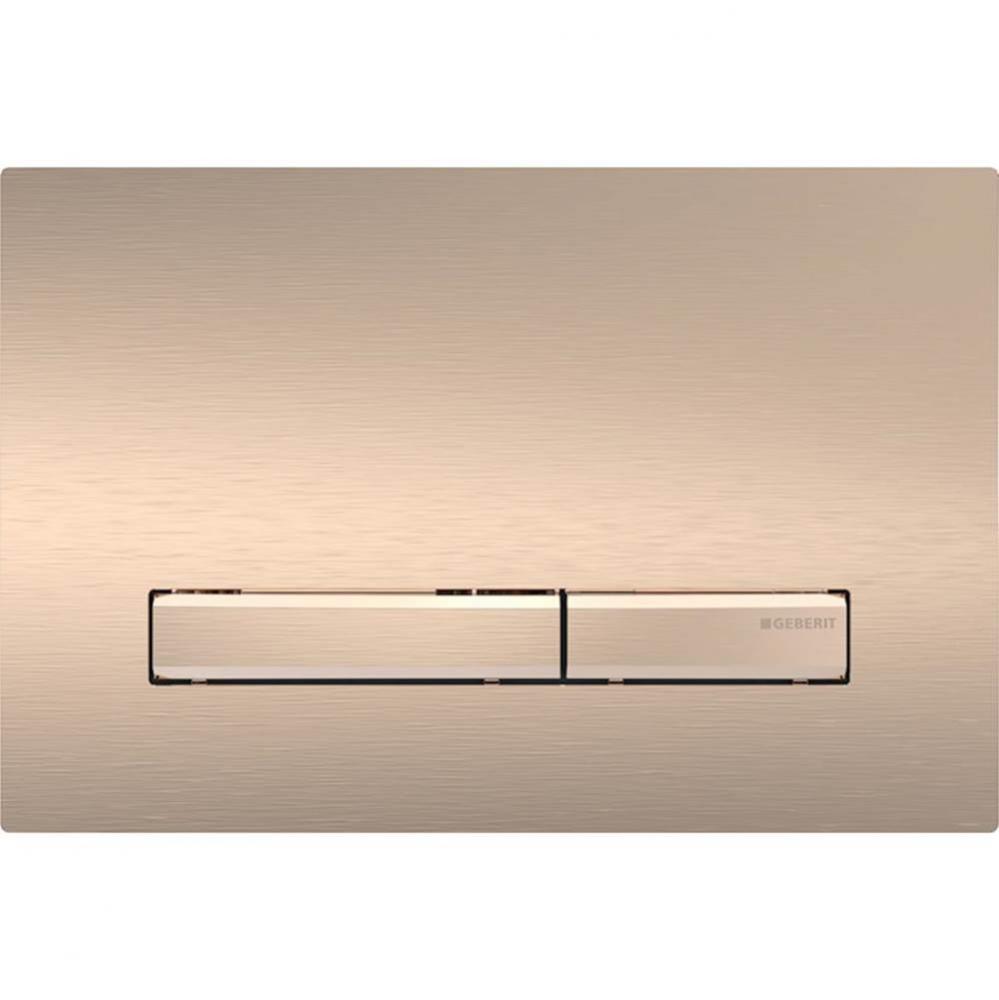 Geberit Sigma50 actuator plate for dual flush, square, metal colour red gold: Base plate and butto