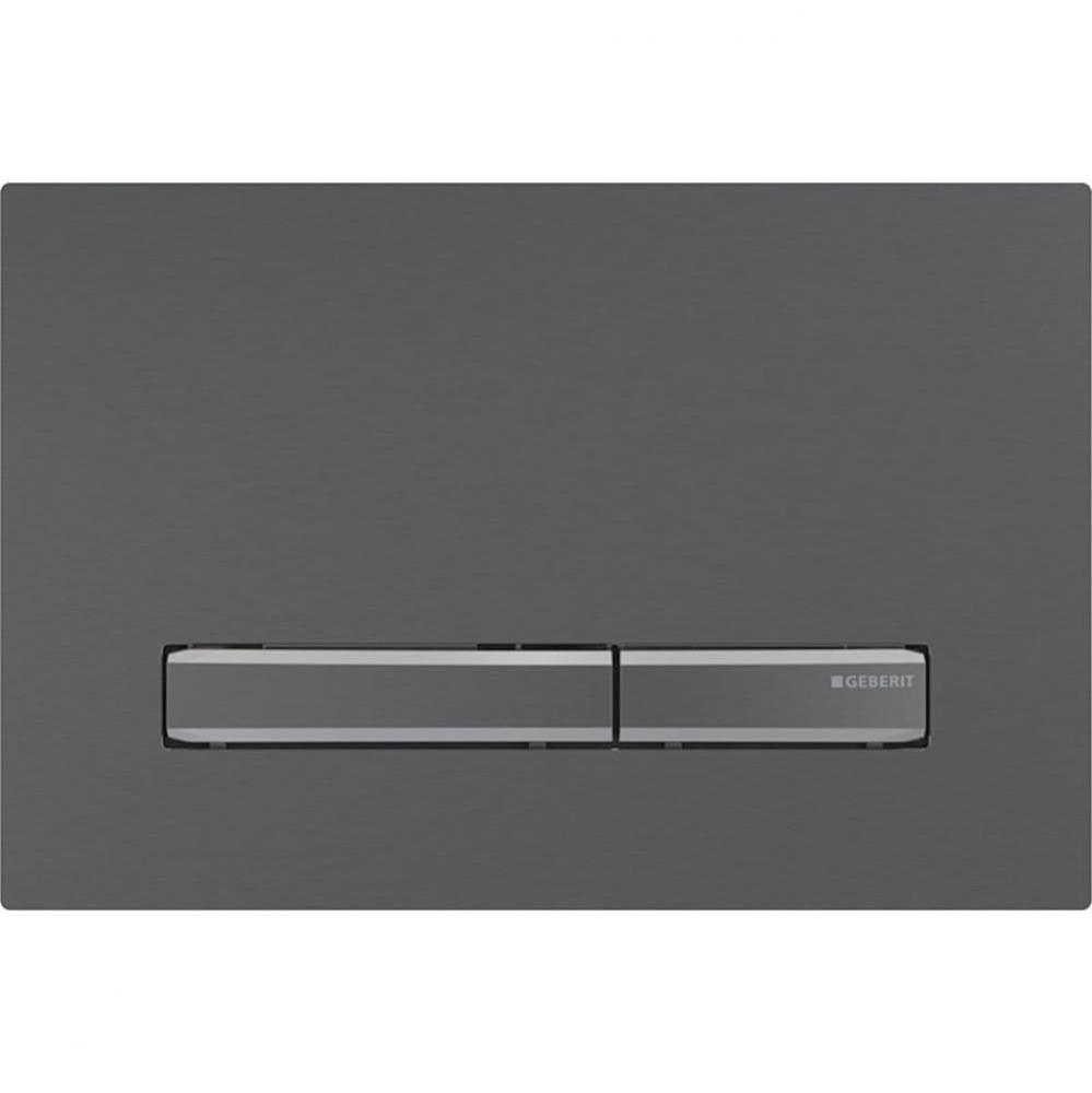 Geberit Sigma50 actuator plate for dual flush, square, metal colour black chrome: Base plate and b