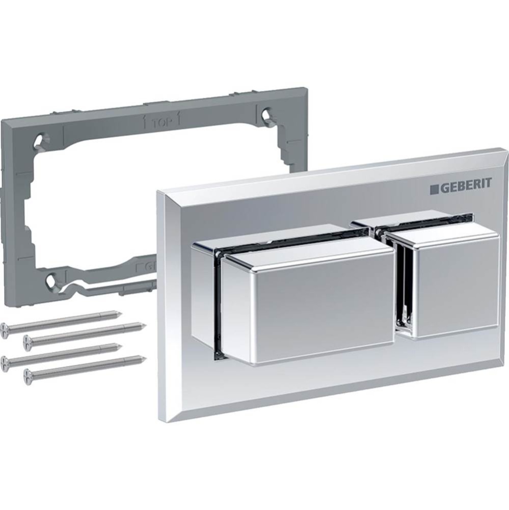 Geberit actuator for remote flush actuation, square design, pneumatic, protruding: chrom / glossy