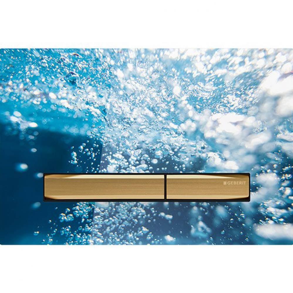 Geberit Sigma50 actuator plate for dual flush, square, metal colour brass-coloured: Base plate and