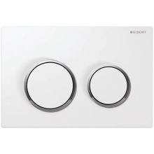 Geberit 115.085.KJ.1 - Geberit Omega20 actuator plate for dual flush, round: Plate and buttons: white, Design rings: brig