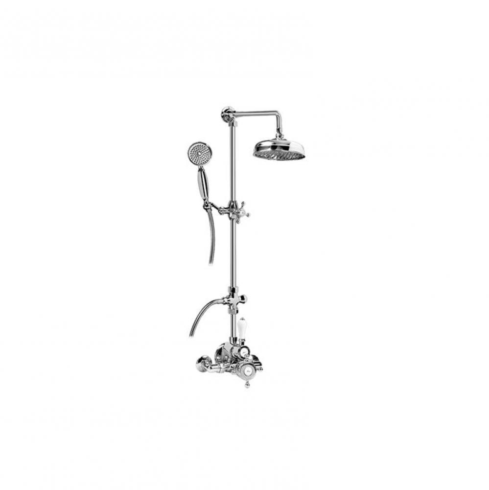 Adley Traditional Exposed Thermostatic Tub and Shower System - w/Metal Handshower Handle