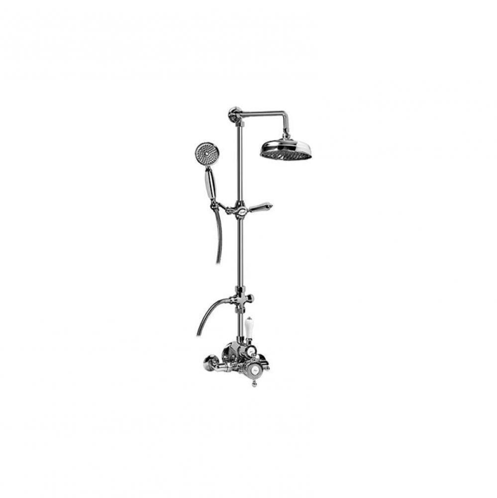 Adley Traditional Exposed Thermostatic Tub and Shower System - w/Metal Handshower Handle