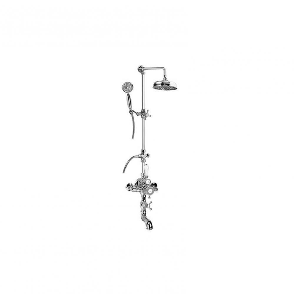 Adley Traditional Exposed Thermostatic Tub and Shower System - w/Metal Handshower Handle