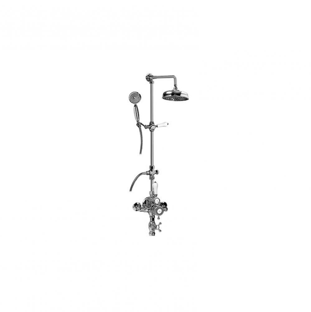 Adley Traditional Exposed Thermostatic Tub and Shower System - w/Metal Handshower Handle