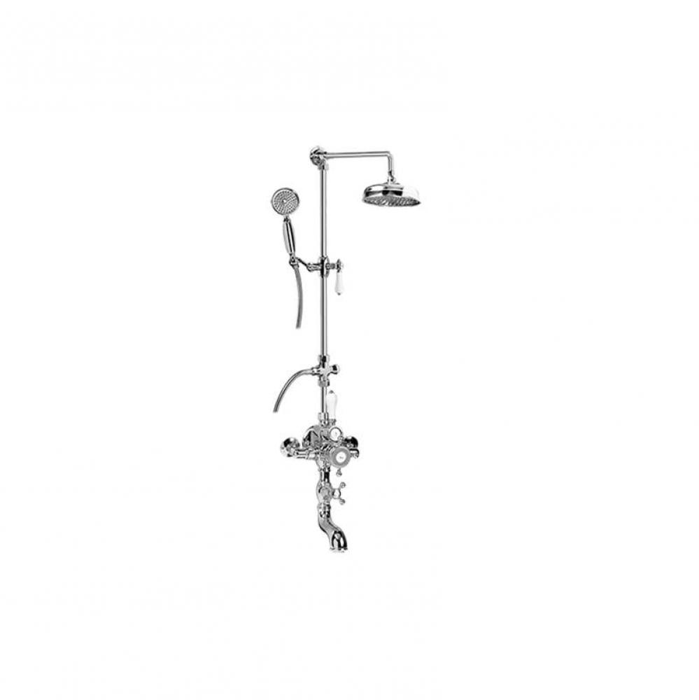 Adley Exposed Thermostatic Tub and Shower System - w/Metal Handshower Handle