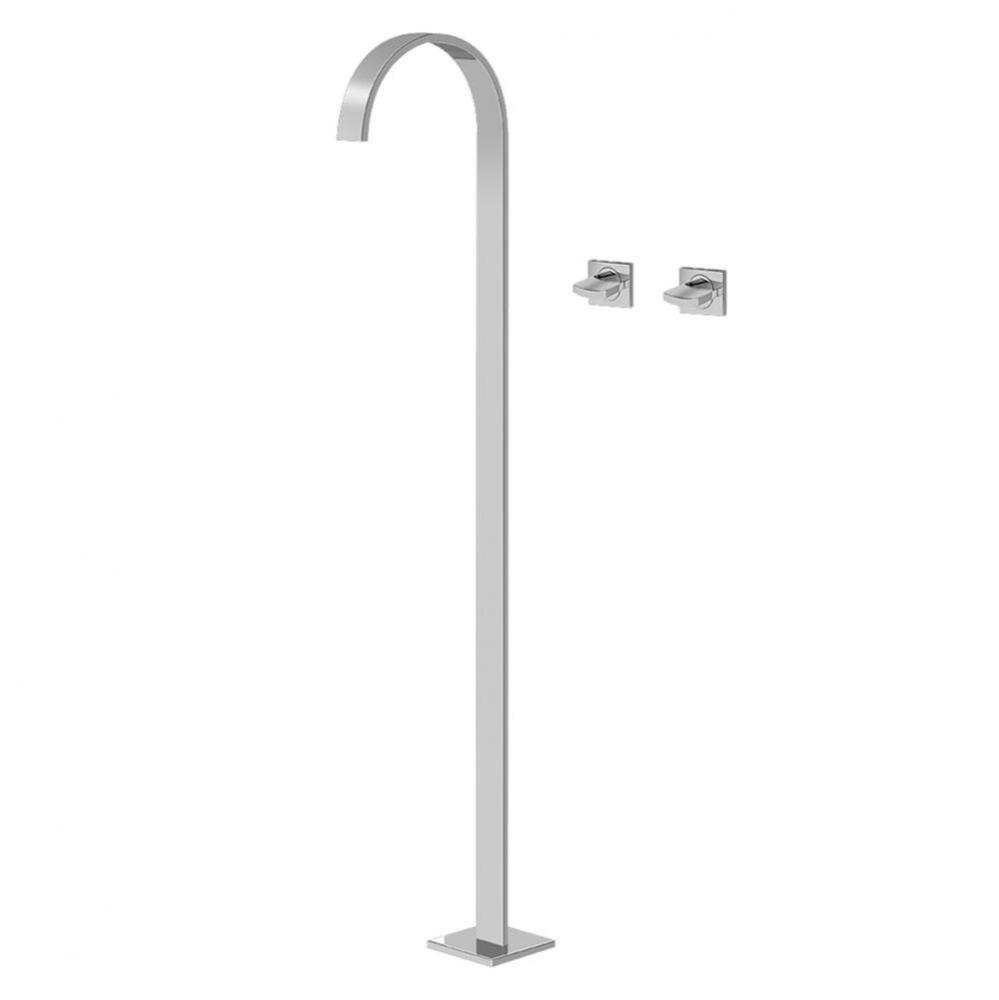 Sade Floor-Mounted Vessel Filler w/Wall-Mounted Handles