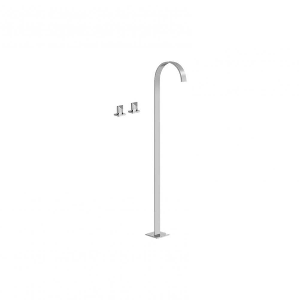 Sade Floor-Mounted Tub Filler w/Deck-Mounted Handles