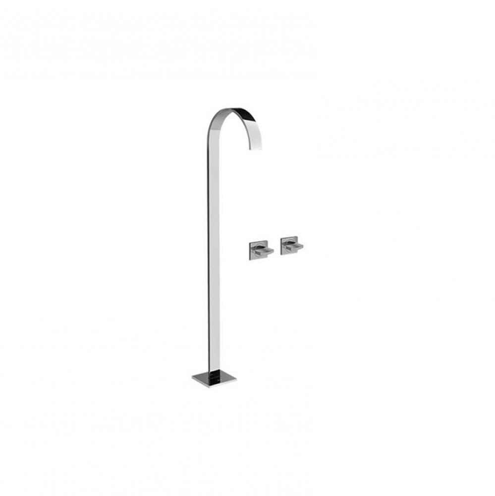 Sade Floor-Mounted Tub Filler w/Wall-Mounted Handles
