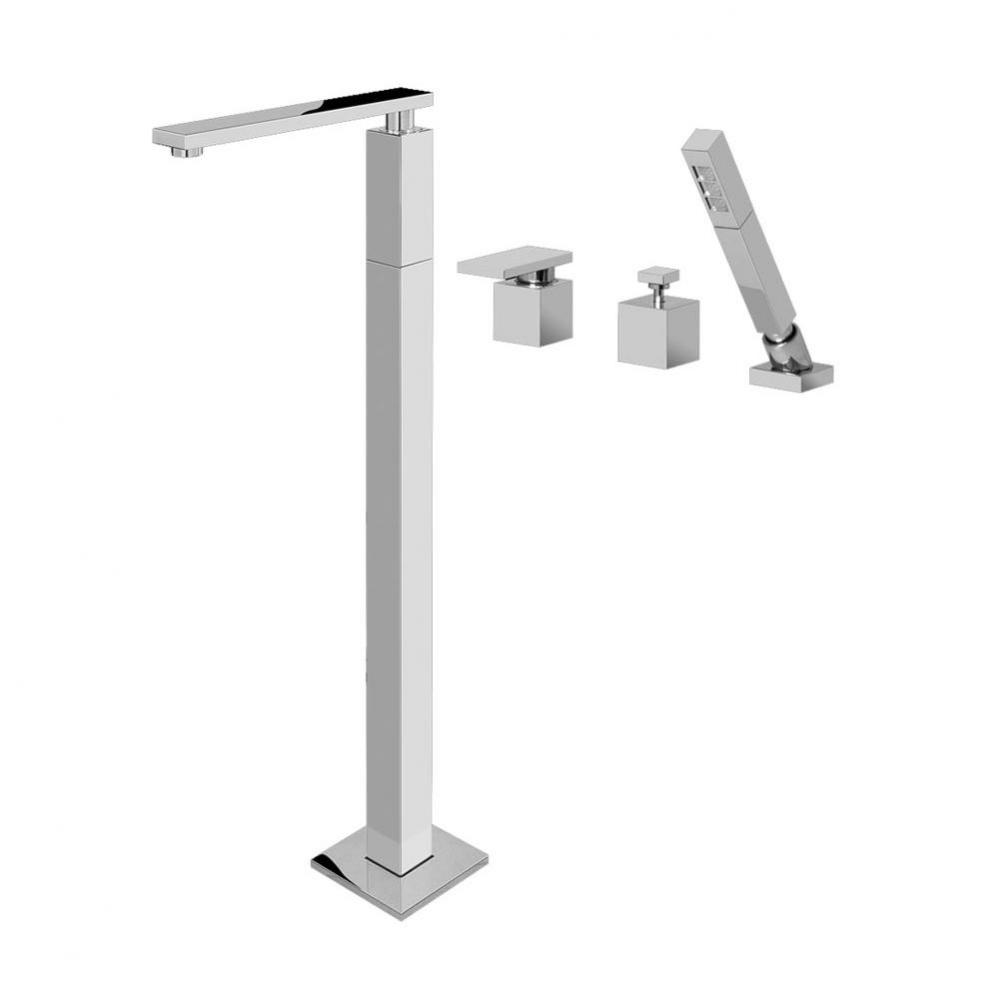 Solar Floor-Mounted Tub Filler w/Deck Mounted Handshower & Diverter