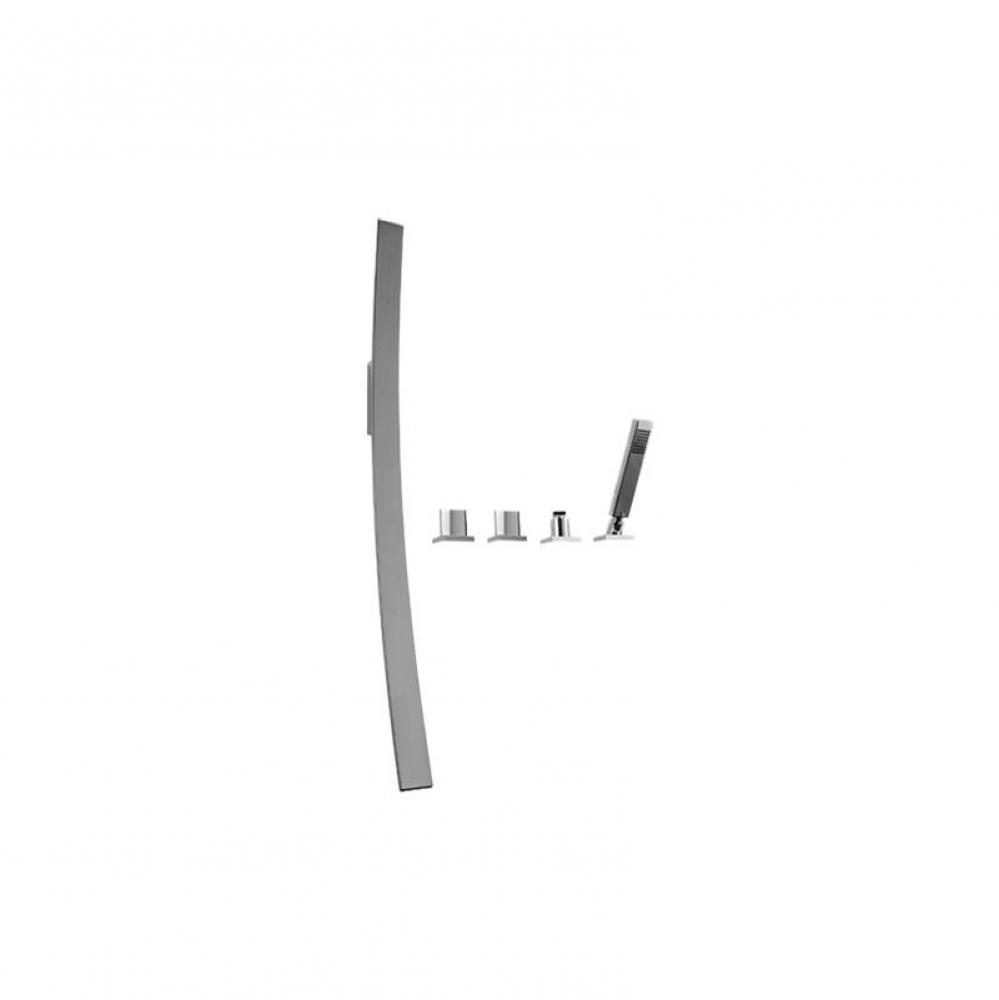 Luna Wall-Mounted Tub Filler w/Deck-Mounted Handles/Handshower Set