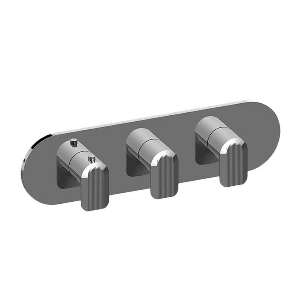 M-Series Round Thermostatic 3-Hole Trim Plate and Handle (Horizontal Installation)