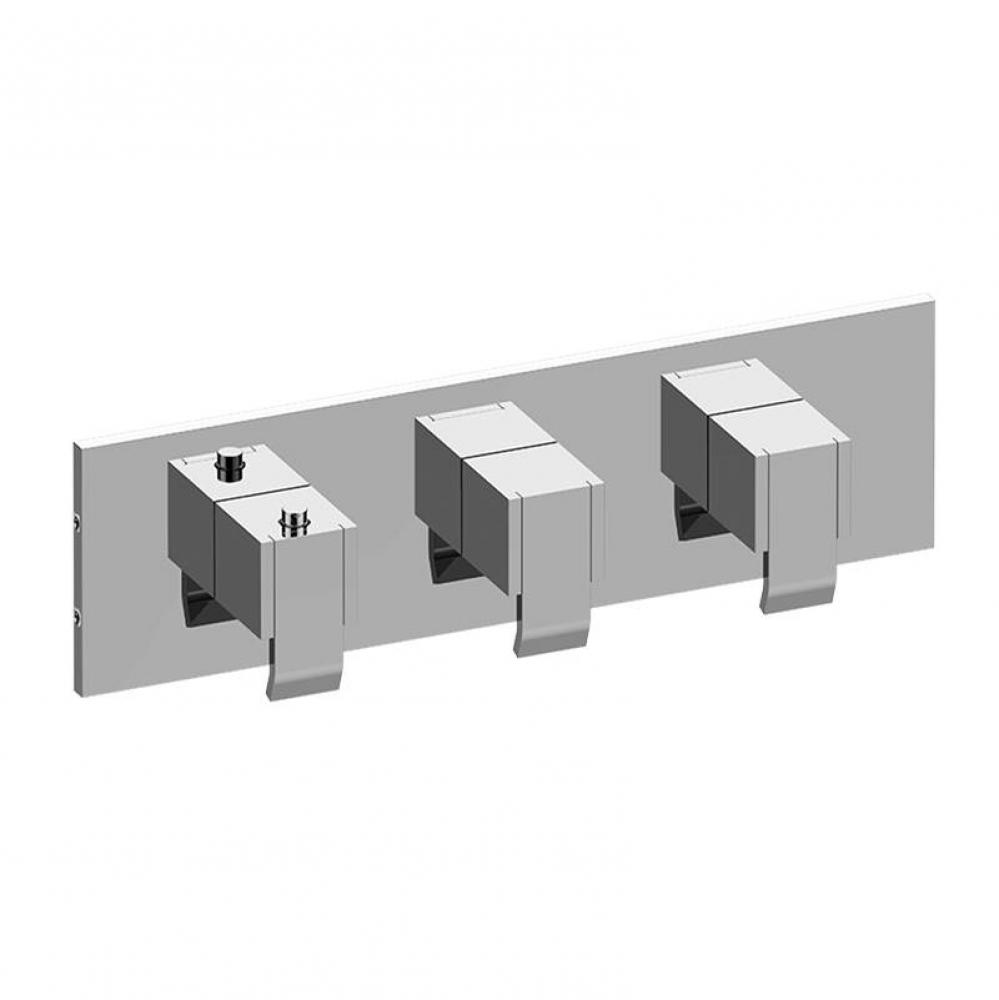 M-Series Square Thermostatic 3-Hole Trim Plate w/Qubic Handle (Horizontal Installation)