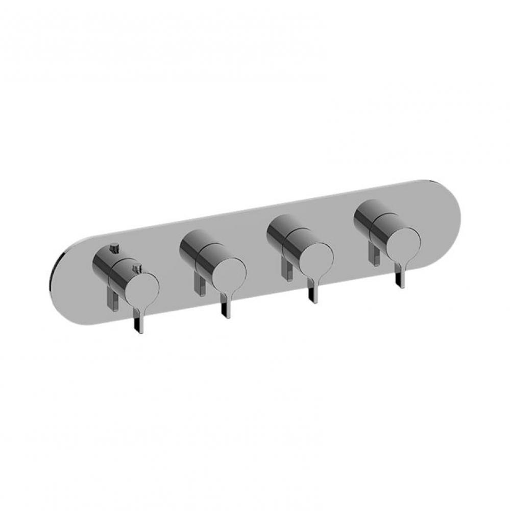 Terra Round M-Series Valve Trim with Four Handles (Horizontal Orientation)