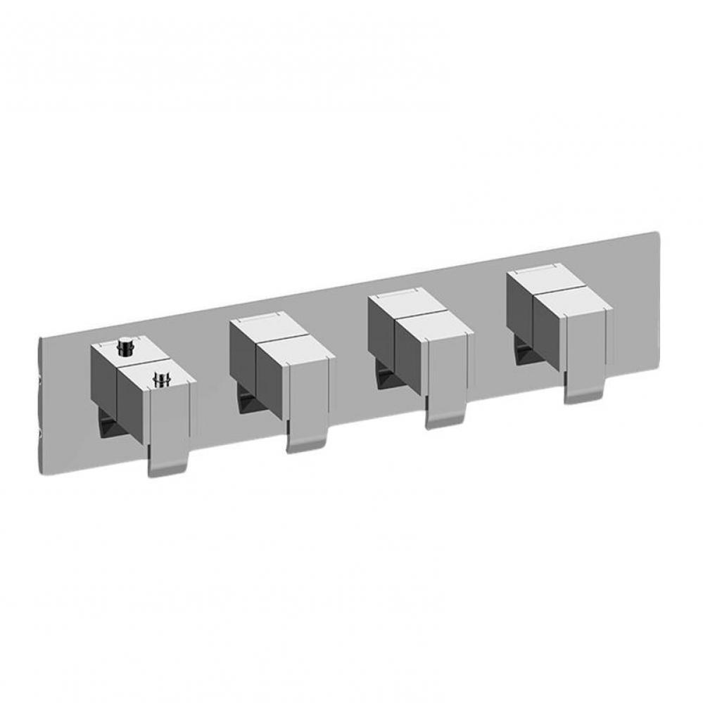 M-Series Square Thermostatic 4-Hole Trim Plate w/Qubic Handle (Horizontal Installation)