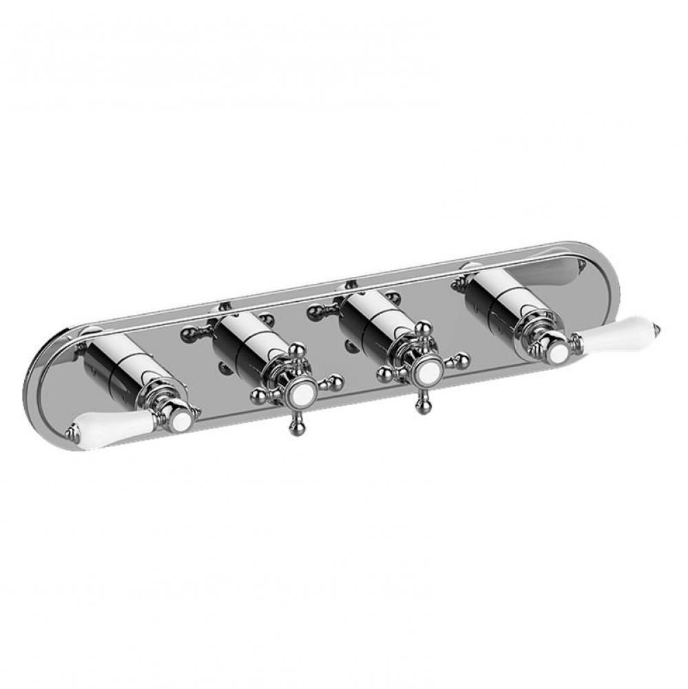 Adley Traditional M-Series Valve Trim with Four Handles (Horizontal Orientation)
