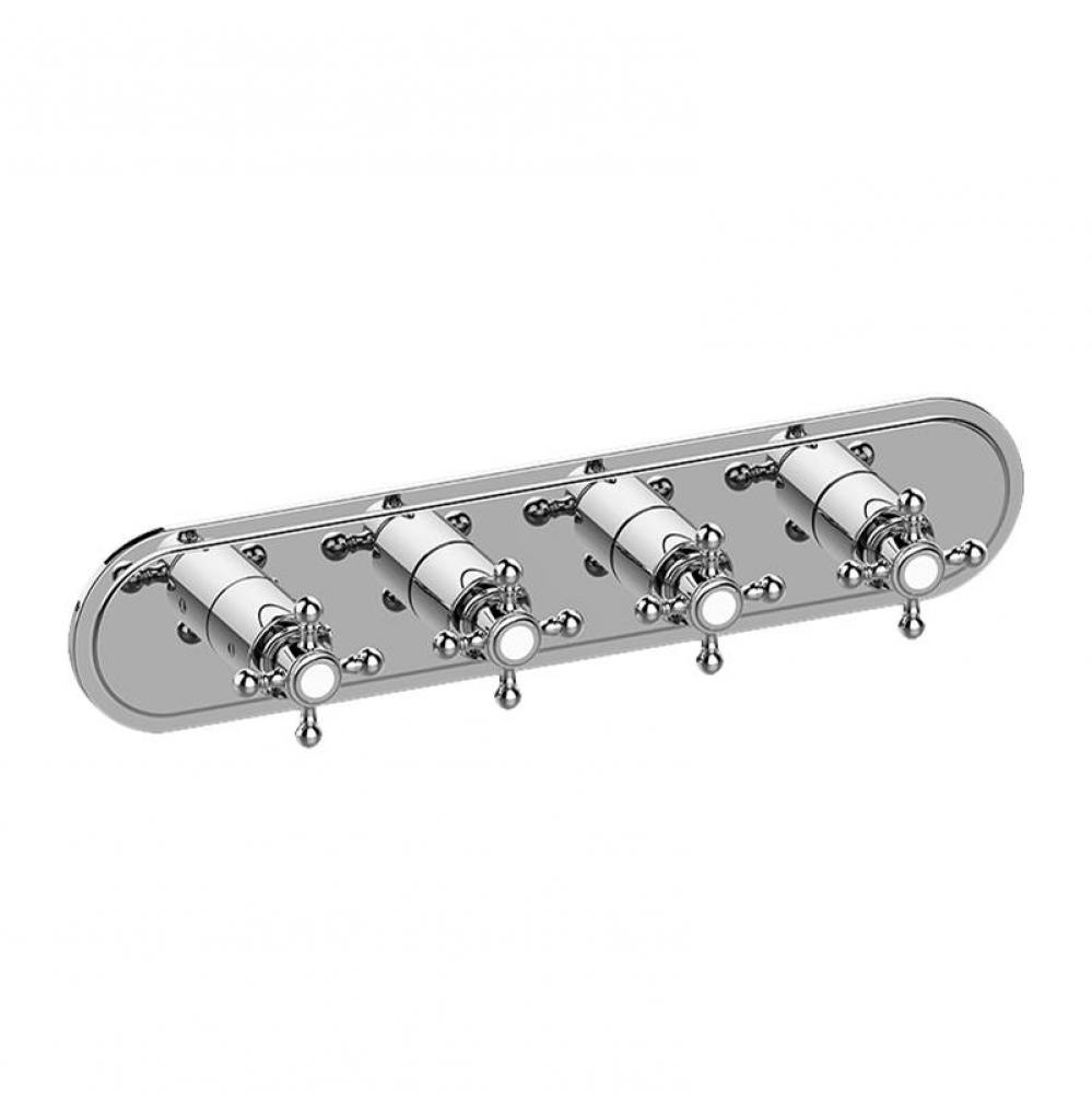 Adley Traditional M-Series Valve Trim with Four Handles (Horizontal Orientation)