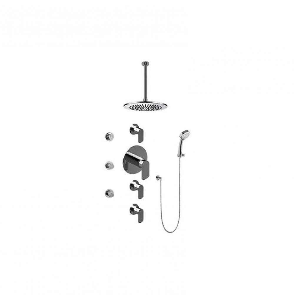 Contemporary Round Thermostatic Set w/Body Sprays & Handshower - Trim Only