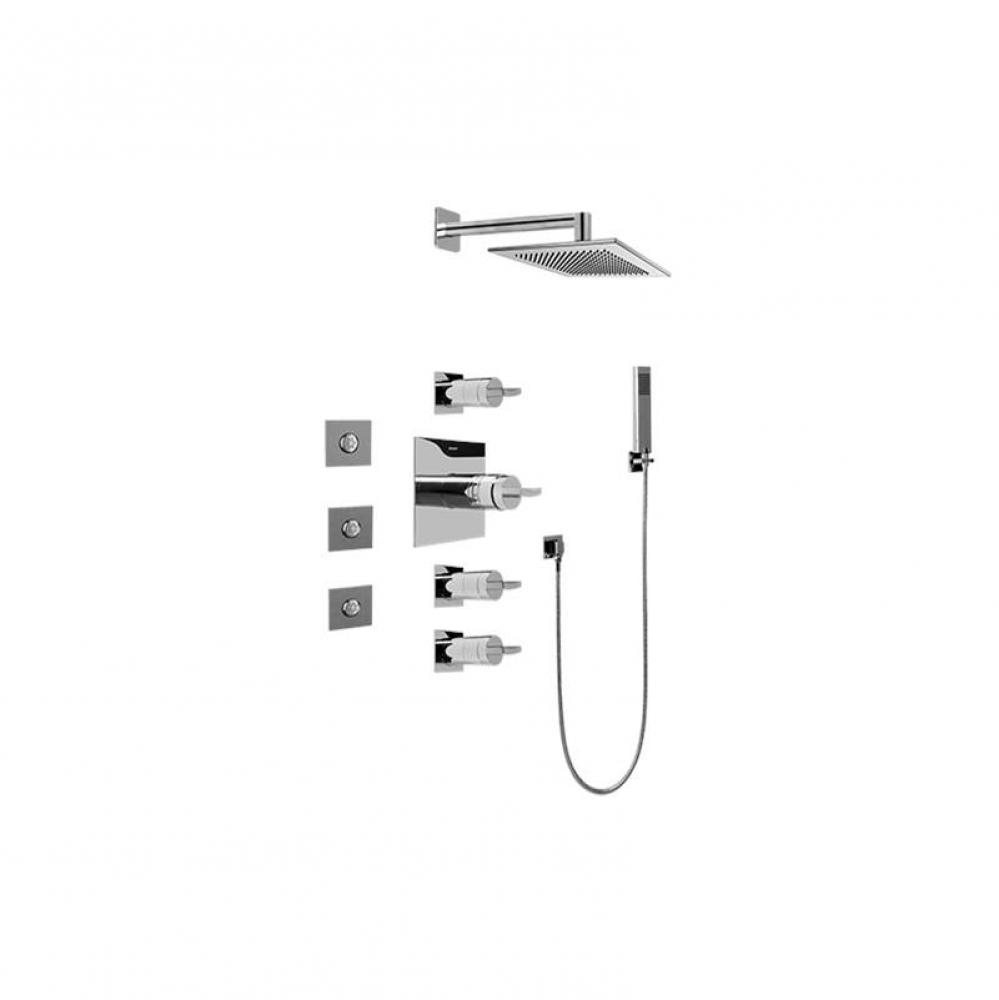 Contemporary Square Thermostatic Set w/Body Sprays & Handshower ( Trim Only)