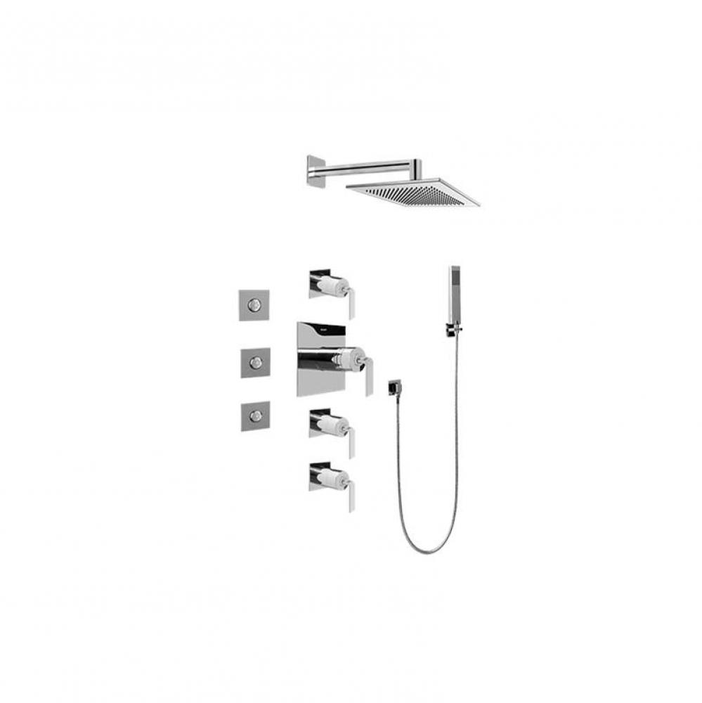 Contemporary Square Thermostatic Set w/Body Sprays & Handshower ( Trim Only)