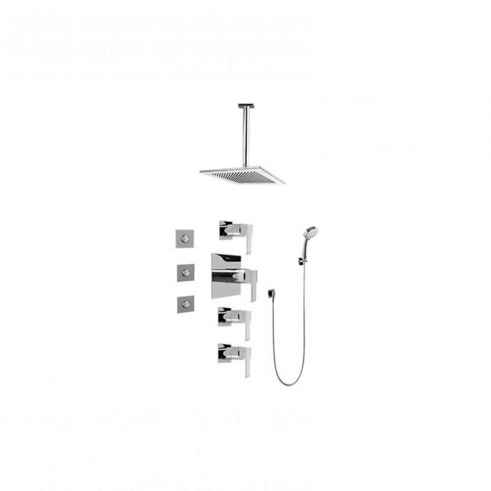 Contemporary Square Thermostatic Set w/Body Sprays & Handshower ( Trim Only)