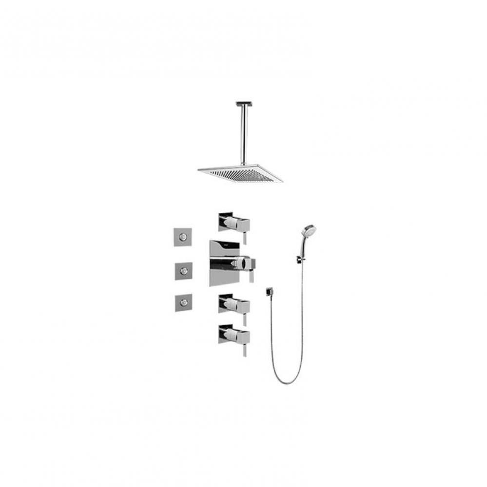 Contemporary Square Thermostatic Set w/Body Sprays & Handshower ( Trim Only)