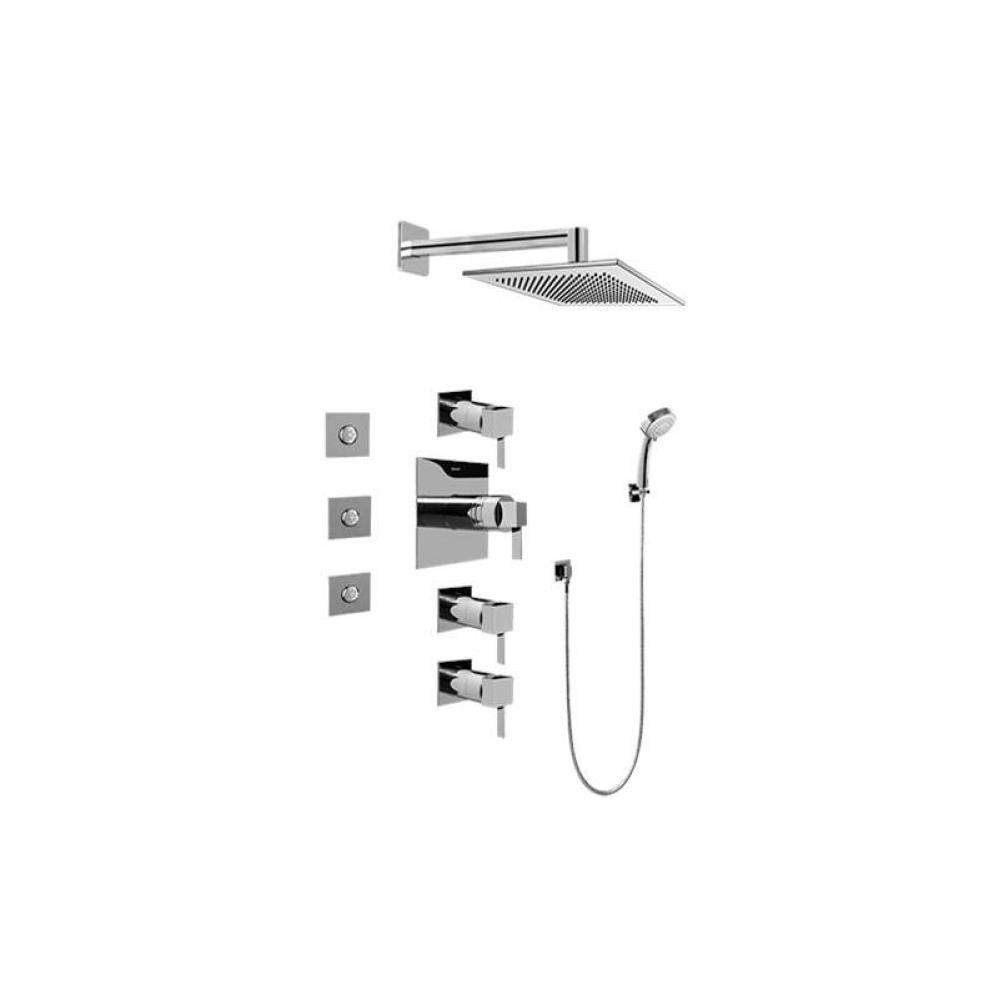 Contemporary Square Thermostatic Set w/Body Sprays & Handshower ( Trim Only)