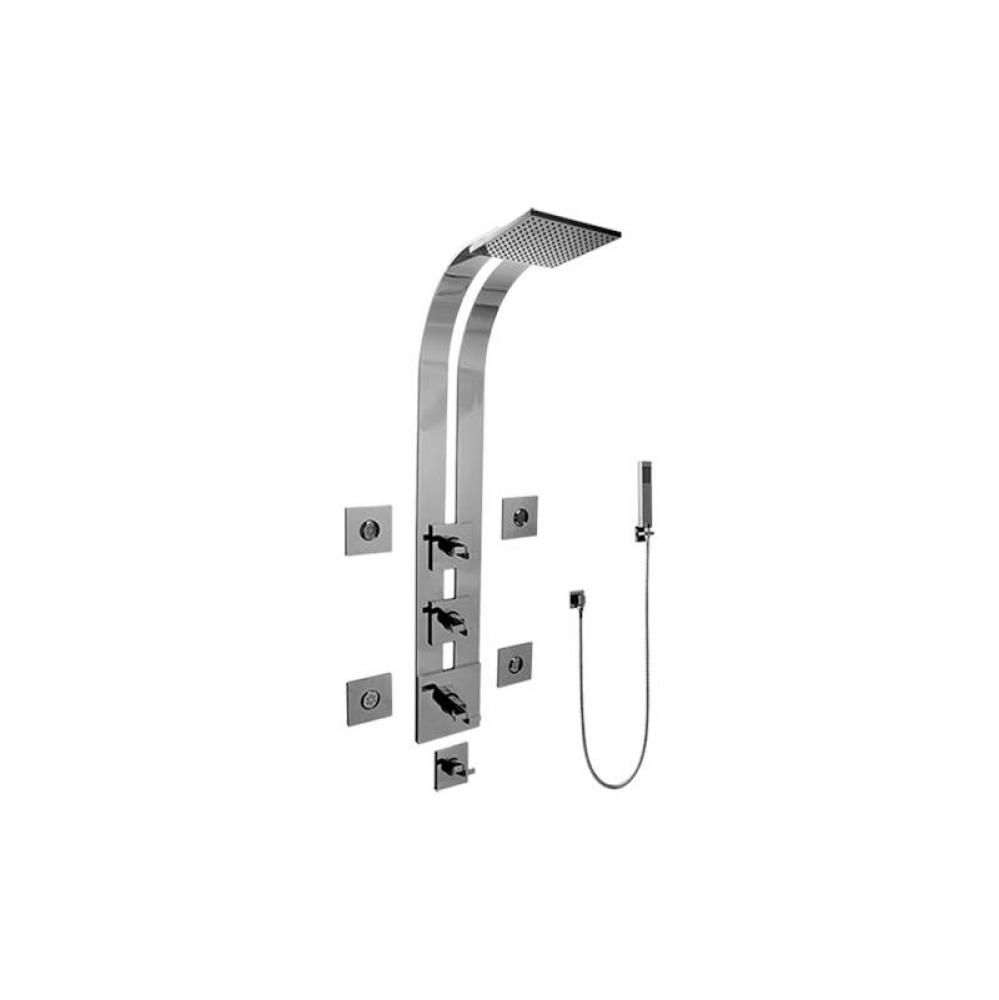 Square Thermostatic Ski Shower Set w/Body Sprays & Handshowers (Trim Only)