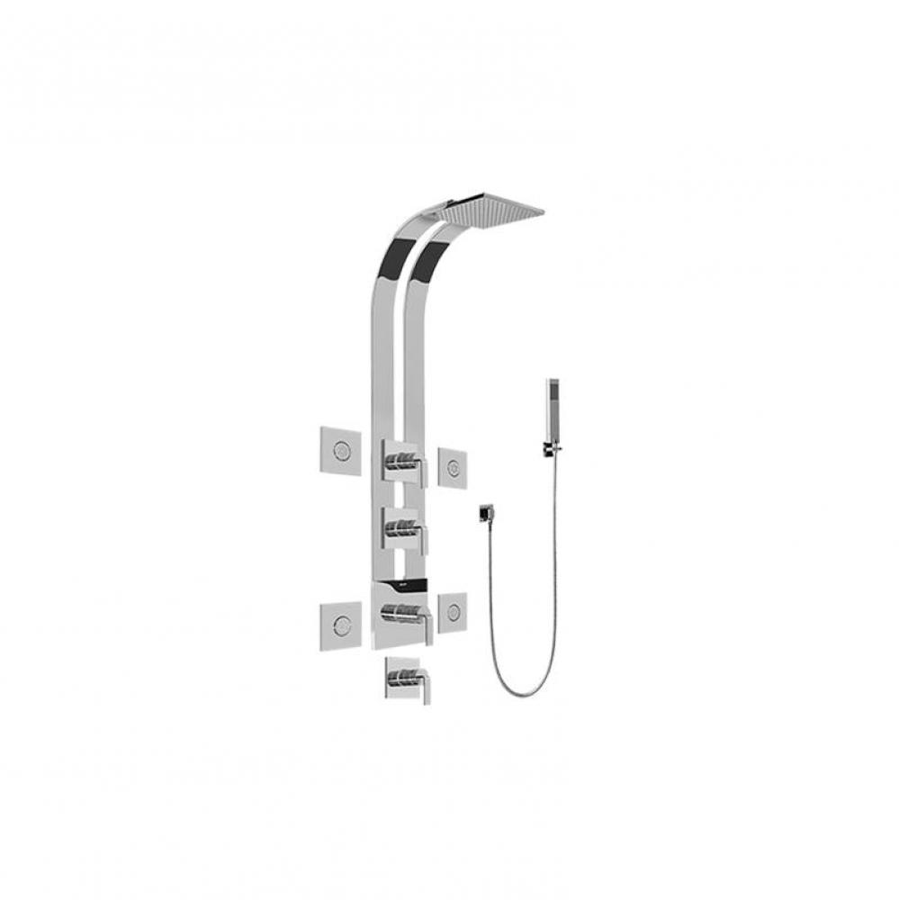 Square Thermostatic Ski Shower Set w/Body Sprays & Handshowers (Trim Only)