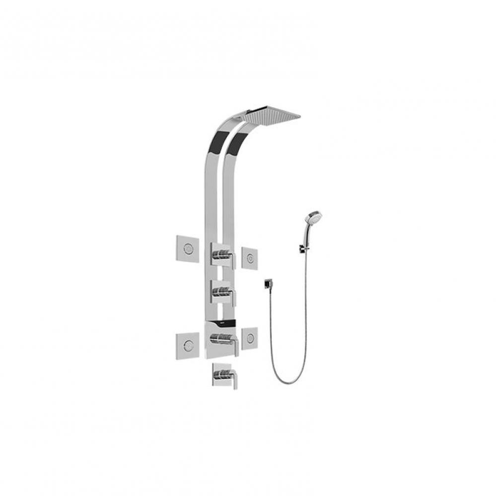 Square Thermostatic Ski Shower Set w/Body Sprays & Handshowers (Trim Only)