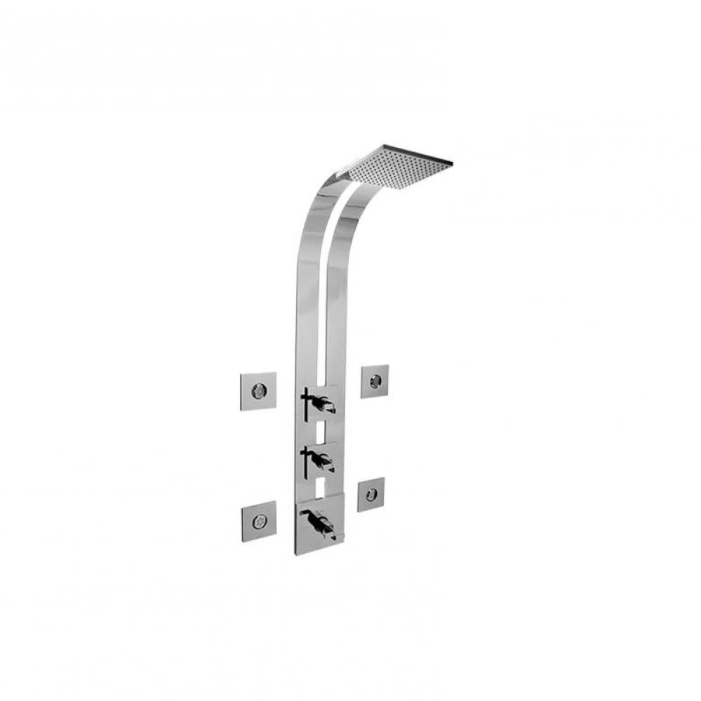 Square Thermostatic Ski Shower Set w/Body Sprays (Trim Only)