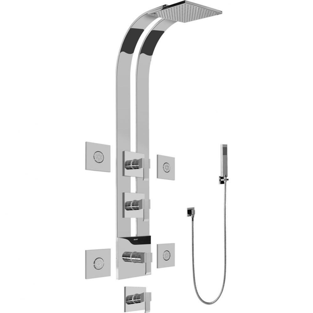 Square Thermostatic Ski Shower Set w/Body Sprays & Handshowers (Trim & Rough)