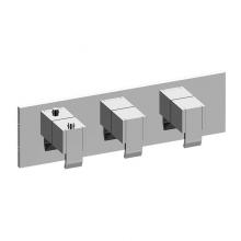 Graff G-8057H-LM38E0-PC-T - M-Series Square Thermostatic 3-Hole Trim Plate w/Qubic Handle (Horizontal Installation)