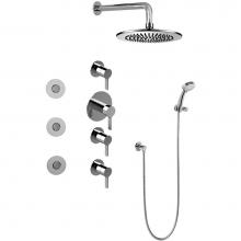 Graff GB1.132A-LM46S-PC - Contemporary Round Thermostatic Set w/Body Sprays & Handshower