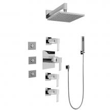 Graff GC1.122A-LM38S-PC - Contemporary Square Thermostatic Set w/Body Sprays & Handshower (Rough & Trim)