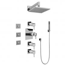 Graff GC1.122A-LM39S-PC - Contemporary Square Thermostatic Set w/Body Sprays & Handshower (Rough & Trim)