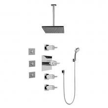 Graff GC1.131A-C14S-PC - Contemporary Square Thermostatic Set w/Body Sprays & Handshower (Rough & Trim)