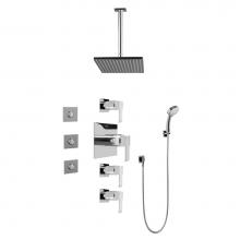 Graff GC1.131A-LM38S-PC - Contemporary Square Thermostatic Set w/Body Sprays & Handshower (Rough & Trim)