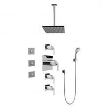 Graff GC1.131A-LM40S-PC - Contemporary Square Thermostatic Set w/Body Sprays & Handshower (Rough & Trim)