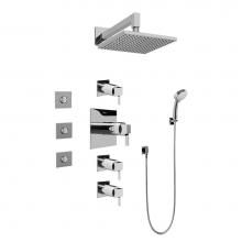 Graff GC1.132A-LM39S-PC - Contemporary Square Thermostatic Set w/Body Sprays & Handshower (Rough & Trim)