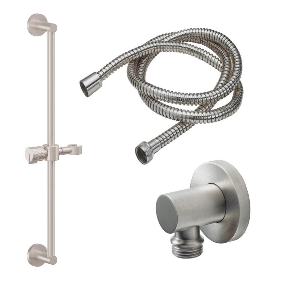 Slide Bar Handshower Kit - Hammered Cylinder Handle with Round Base