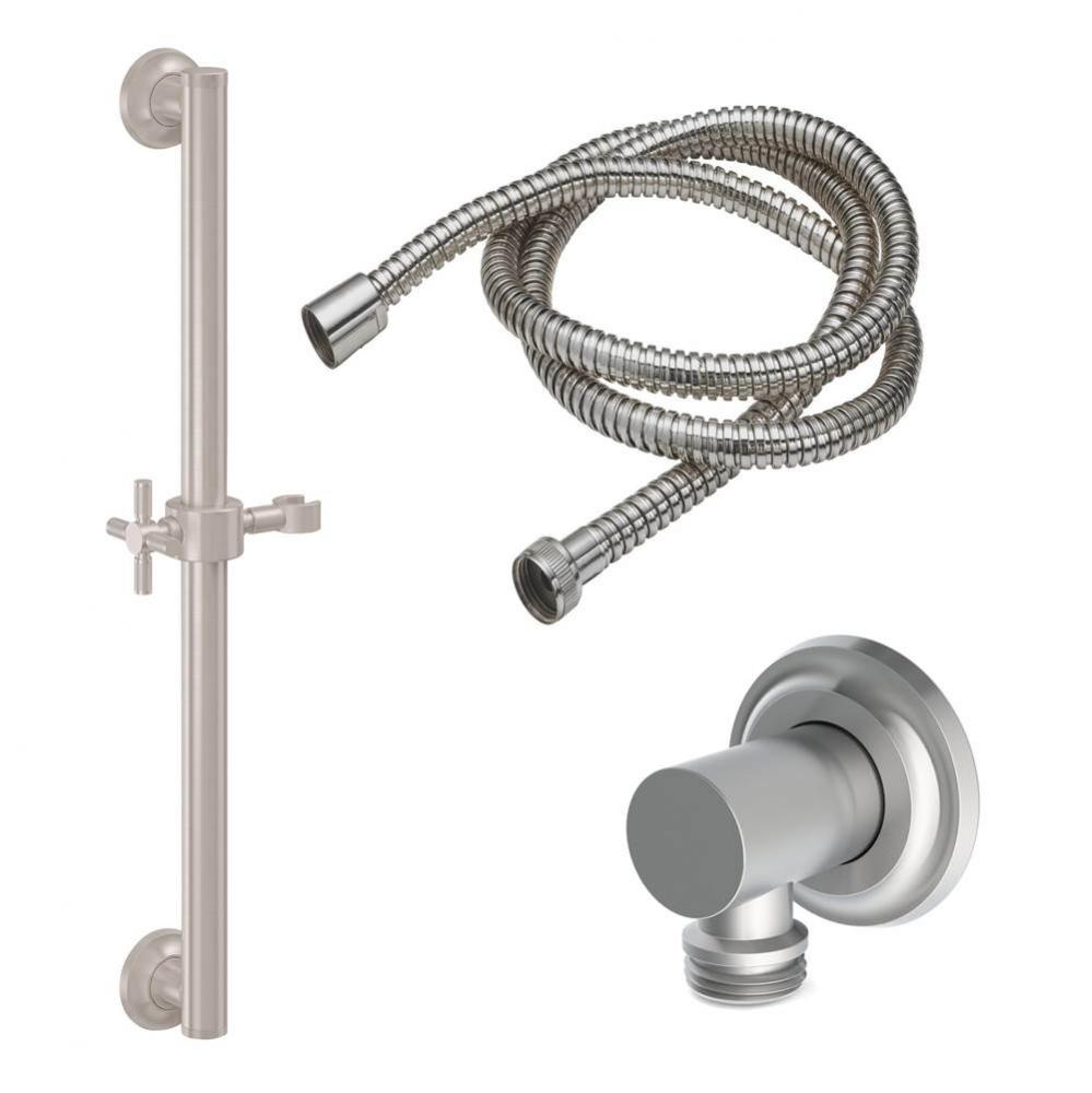 30'' Grab Bar Handshower Kit - Knurled Cross Handle with Concave Base