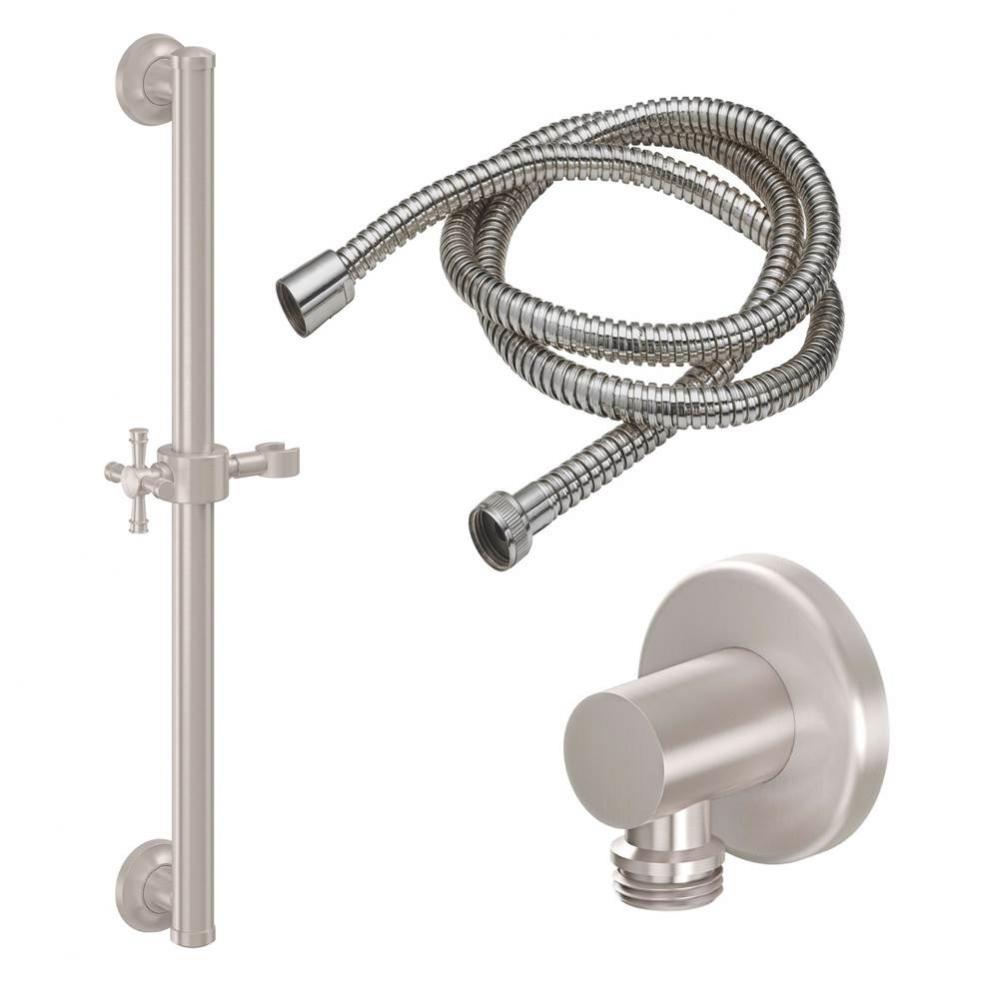 30'' Grab Bar Handshower Kit - Smooth Cross Handle with Round Base