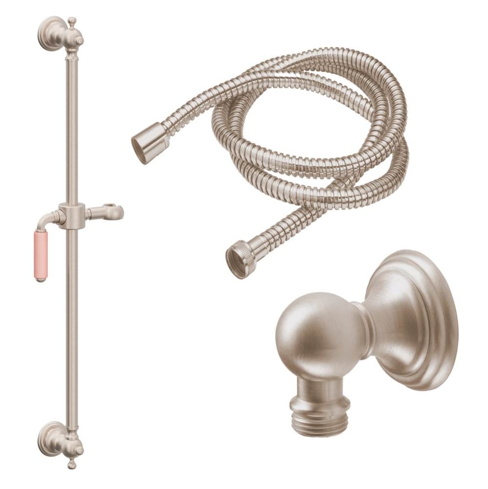 Slide Bar Handshower Kit - Pink Porcelain Lever Handle with Line Base