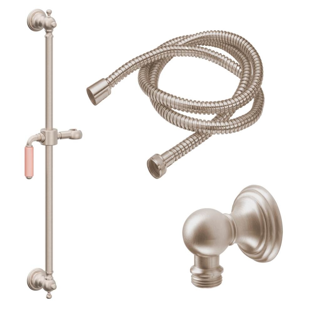 24'' Grab Bar Handshower Kit - Pink Porcelain Lever Handle with Line Base