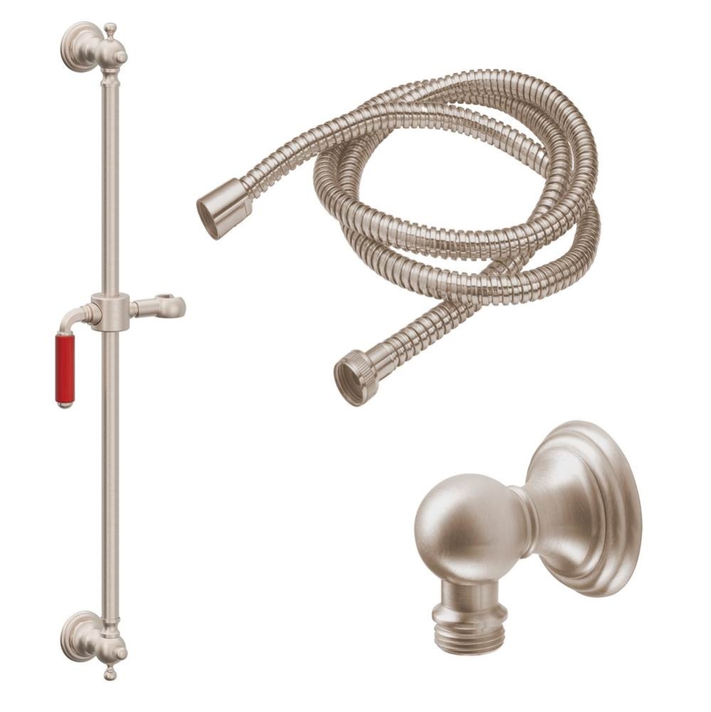 24'' Grab Bar Handshower Kit - Red Lever Handle with Line Base