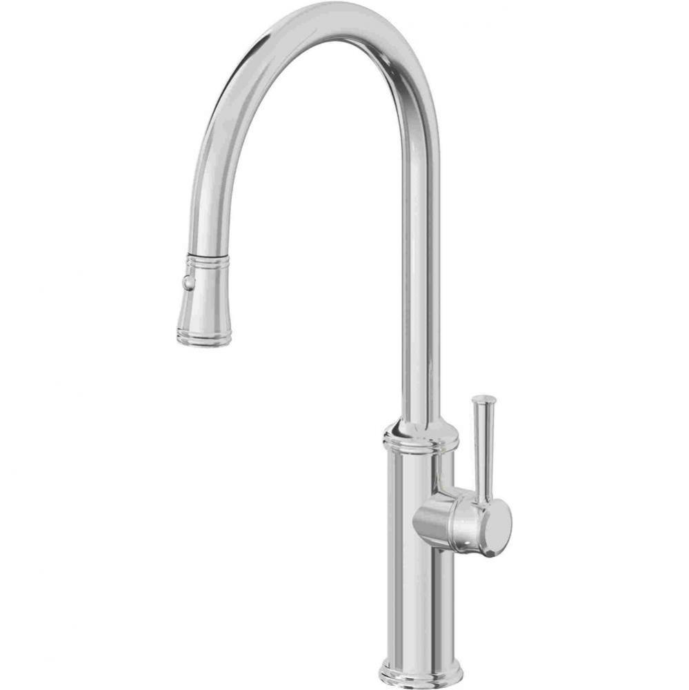 Pull-Down Kitchen Faucet with Button Sprayer  - High Arc Spout