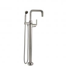 California Faucets 0911-30K.18-RBZ - Industrial Single Hole Floor Mount Tub Filler - Low Quad Spout