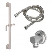 California Faucets 9127-GB30-30-PC - 30'' Grab Bar Handshower Kit - Smooth Lever Handle with Concave Base